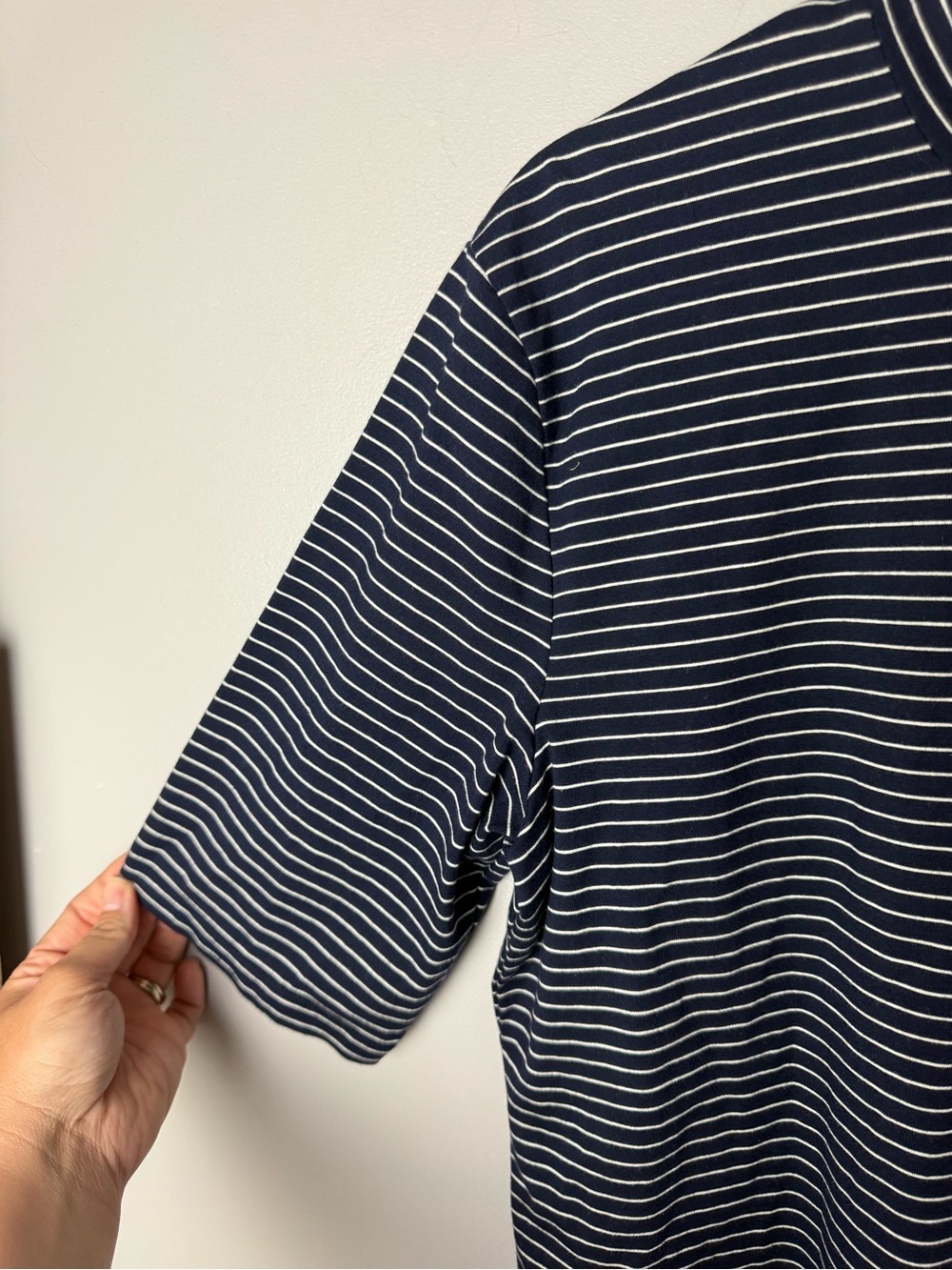 Lauren Ralph Lauren Mock Neck 3/4 Sleeve Navy White Striped Top Womens SZ XL - Picture 4 of 8